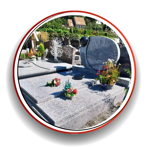 Pierre tombale en grès avec fleurs